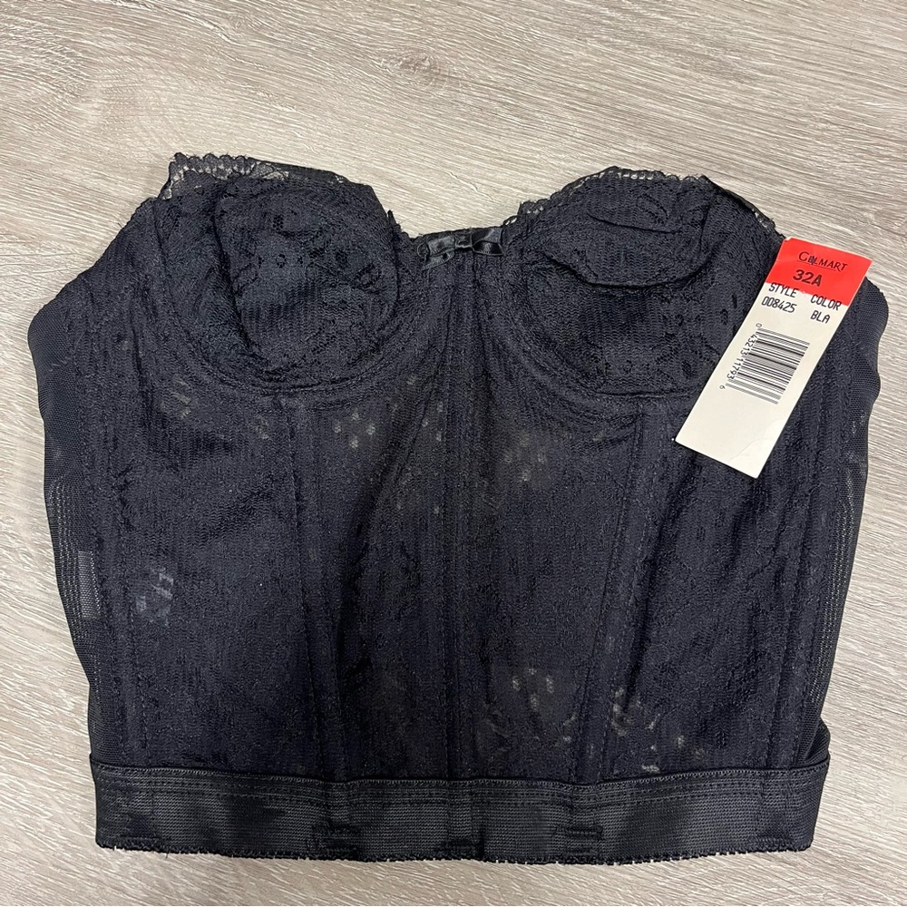 vintage black lace corset by gelmart size 32A Y2K/2000s era new with tags